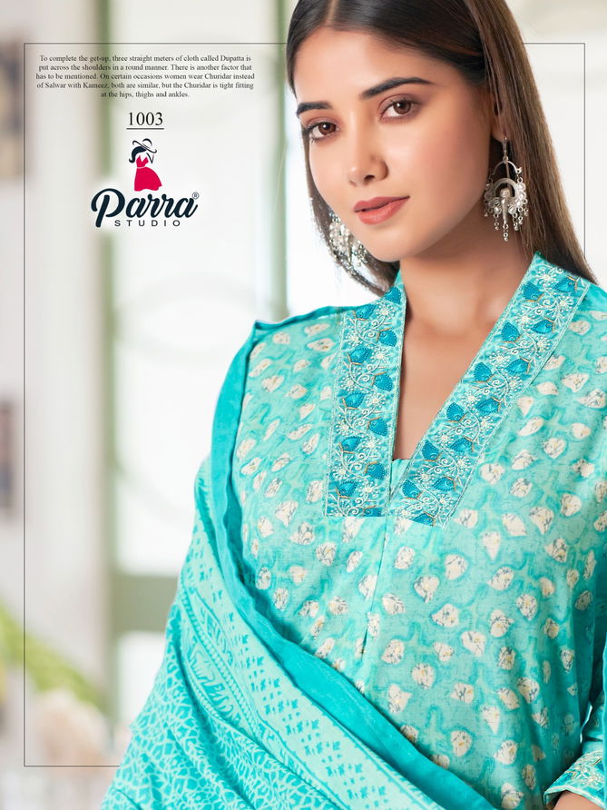 Cotton House By Parra Studio Embroidery Print Cotton Kurti With Bottom Dupatta Wholesale Shop In Surat